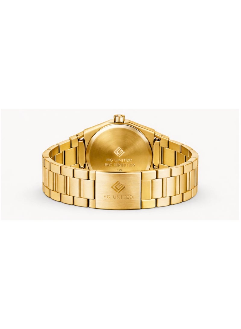 FG UNITED Mens Thin Design Gold Tone Black Dial Stainless Steel Arabic Numeric Watch 41mm - FG7005 - Image 5